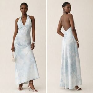 New NWT Reformation Daniela Silk Maxi Dress in Halo Size 12